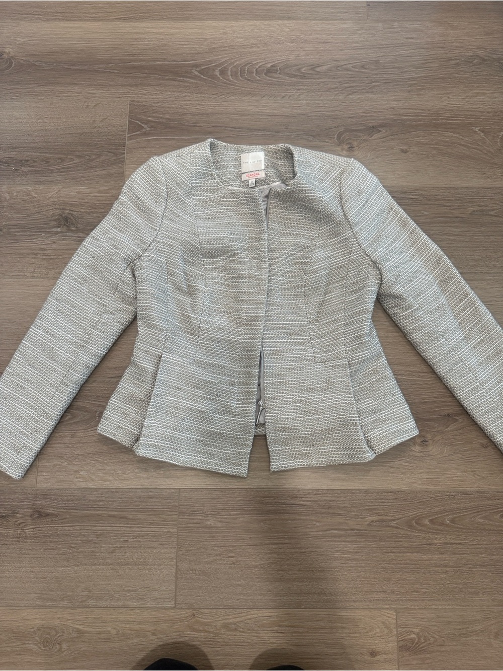 Scandal collection x The Limited Women's gray beige textured Peplum Jacket zip M